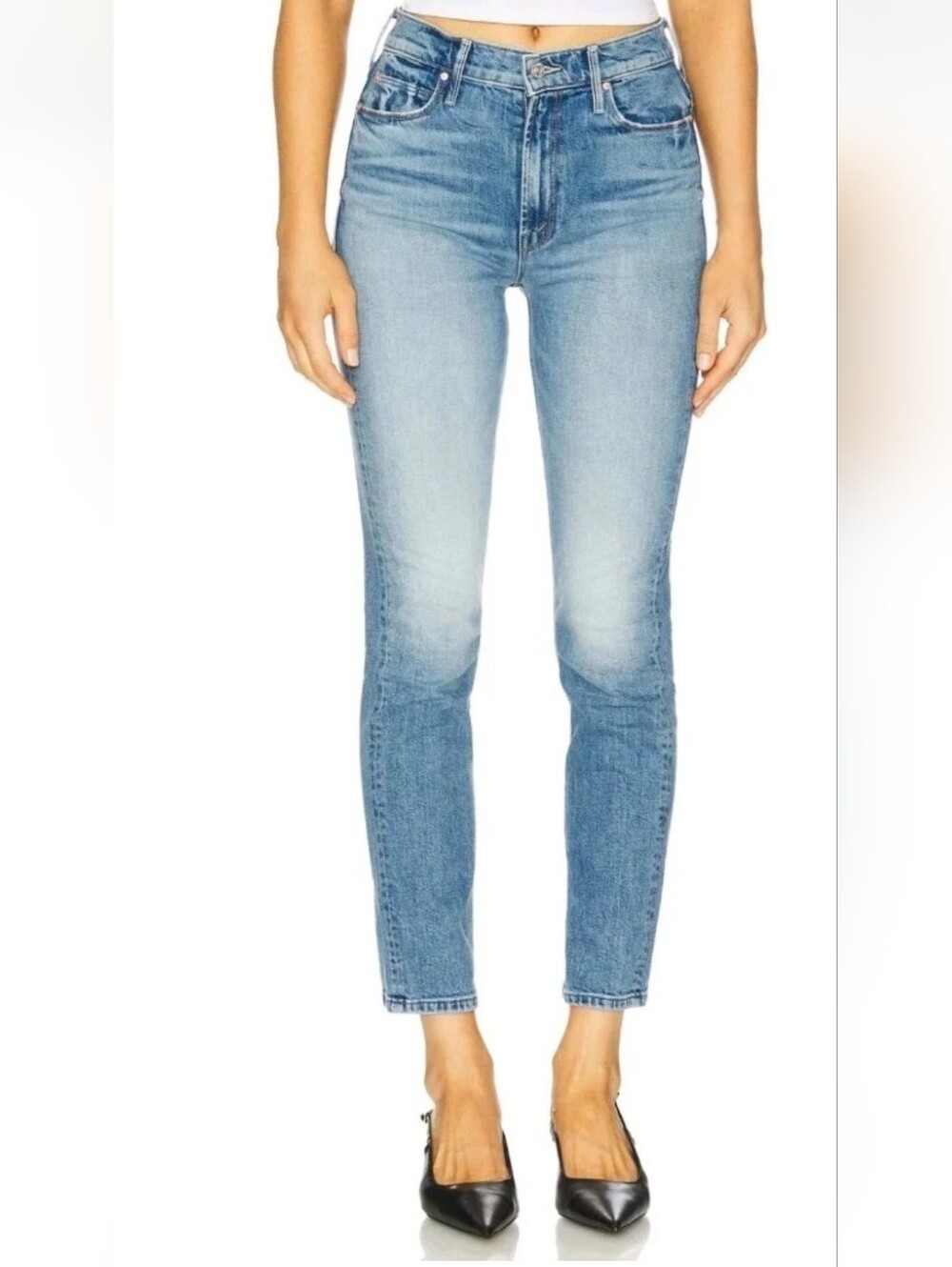 Mother Jeans Womens 27 Blue Mid Rise Dazzler Ankle Straight Leg Stretch Made USA